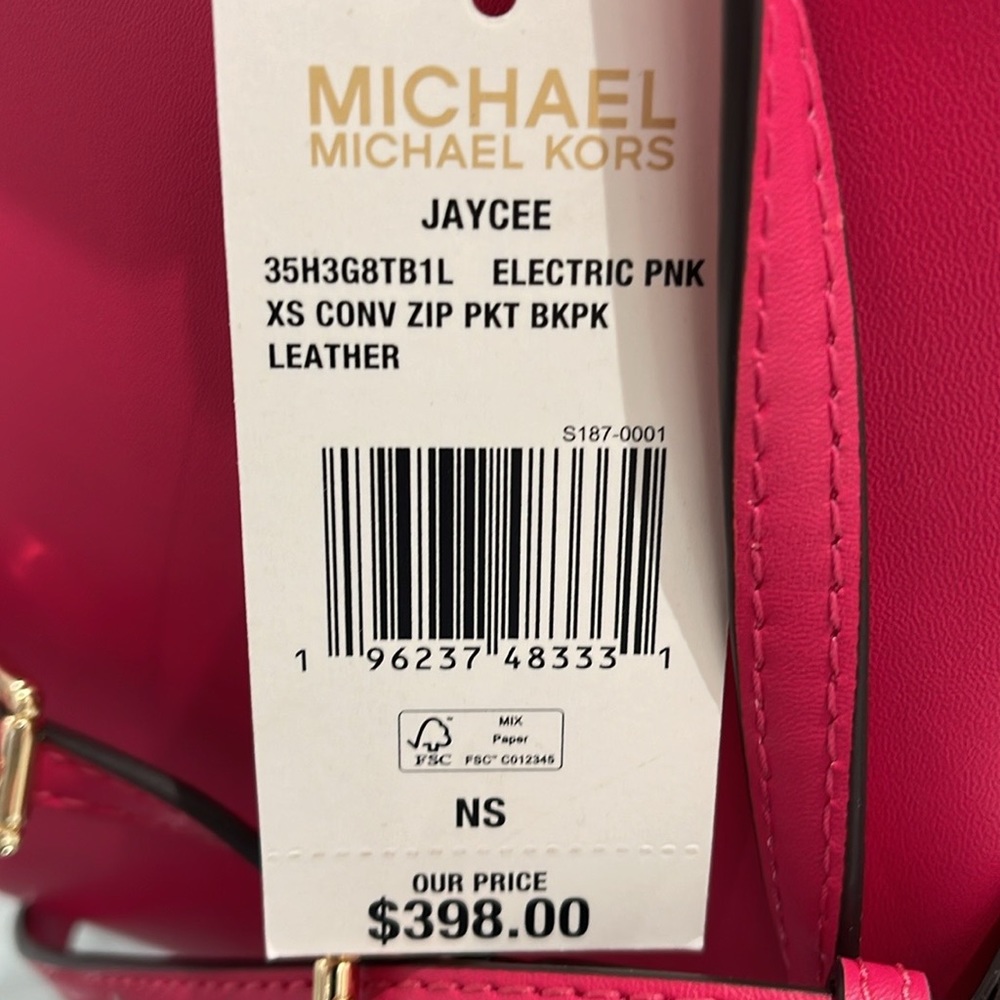 Michael Kors Ladies Backpack Bag Jaycee XS Convertible Zip Backpack Electrc Pink - Picture 11 of 16